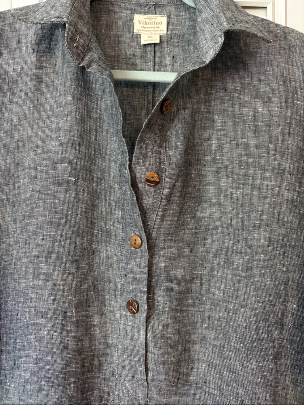 Vikolino Weekend Linen Tunic Shirt Dress in Heather Gray Sz M/L - Picture 4 of 9